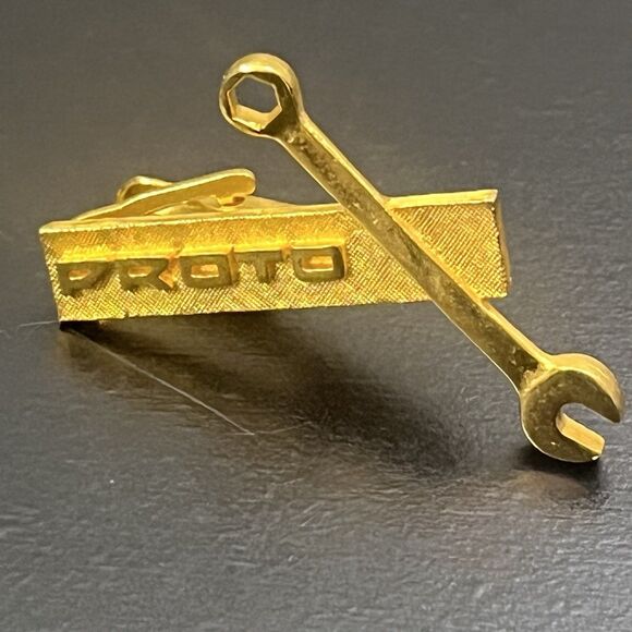 Vintage Adjustable Wrench Tie Back Bar Clip Gold Tone - Picture 1 of 8